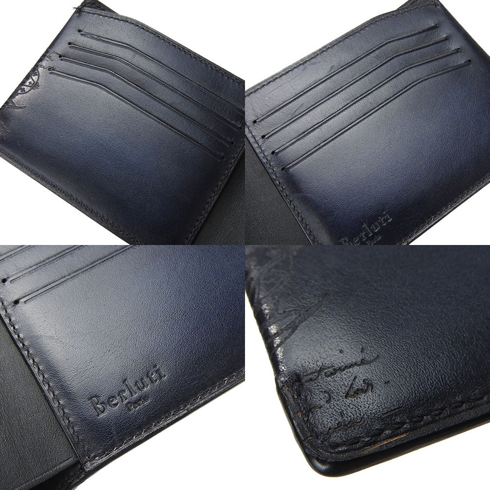 Berluti Bifold Wallet leather Navy Makore Skrit