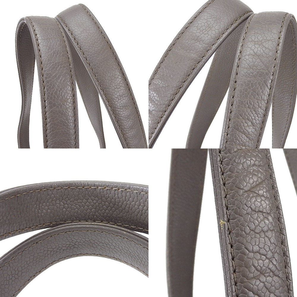 CHANEL Tote Bag Caviar skin gray Chocolate bar