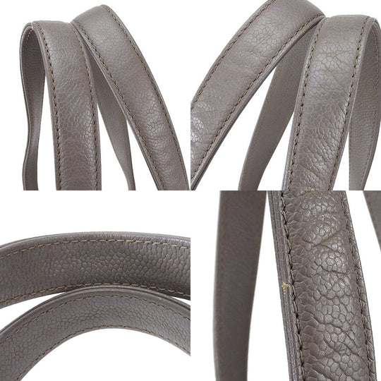 CHANEL Tote Bag Caviar skin gray Chocolate bar