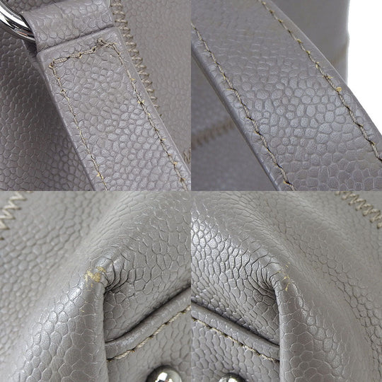 CHANEL Tote Bag Caviar skin gray Chocolate bar