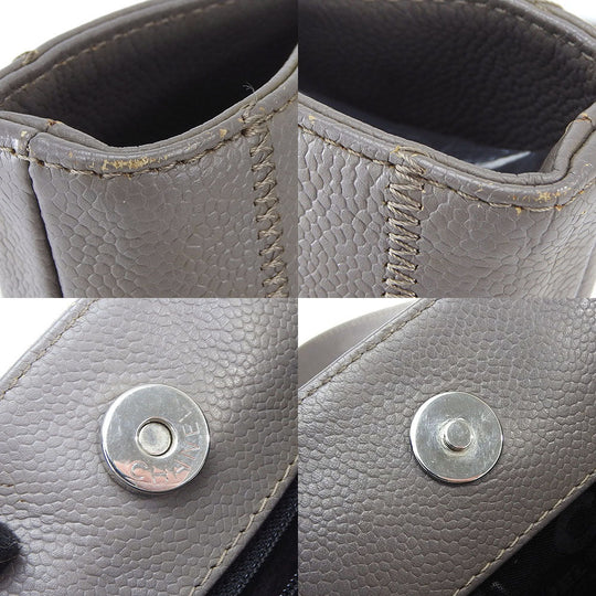 CHANEL Tote Bag Caviar skin gray Chocolate bar