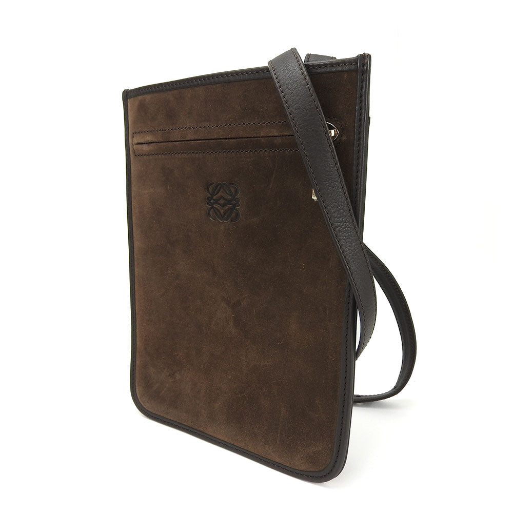 LOEWE Shoulder Bag Suede Brown anagram