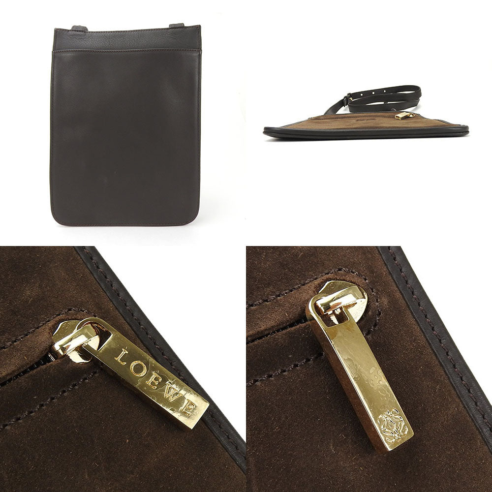 LOEWE Shoulder Bag Suede Brown anagram