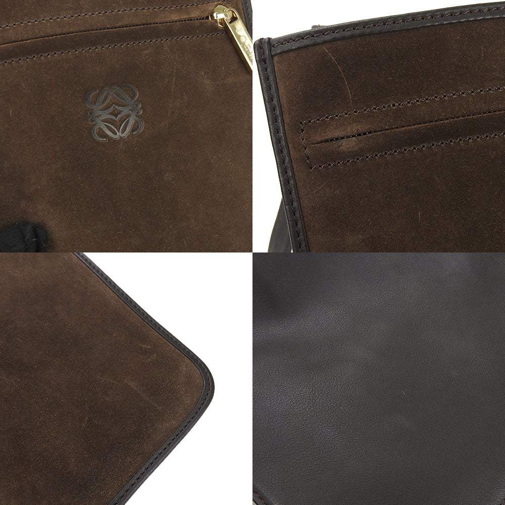LOEWE Shoulder Bag Suede Brown anagram