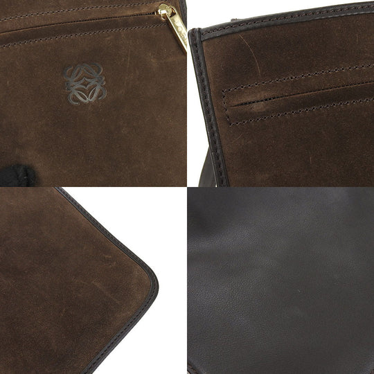 LOEWE Shoulder Bag Suede Brown anagram