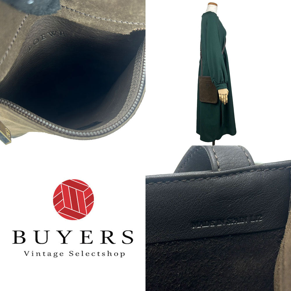 LOEWE Shoulder Bag Suede Brown anagram