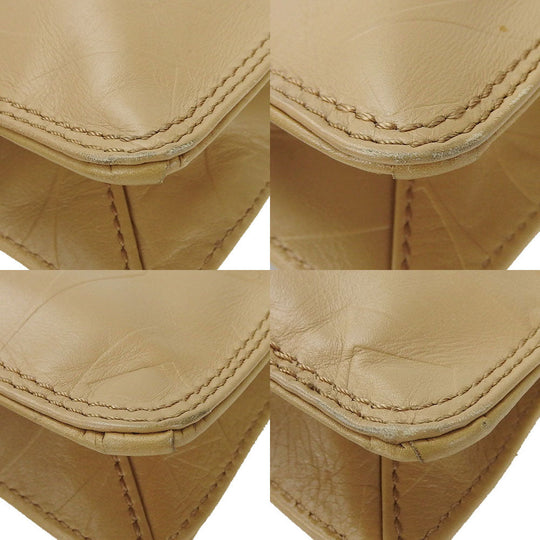 CHANEL Shoulder Bag leather beige