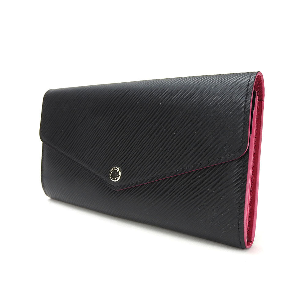LOUIS VUITTON Long Wallet Purse M64322 Epi Leather Noir Portefeuille Sara