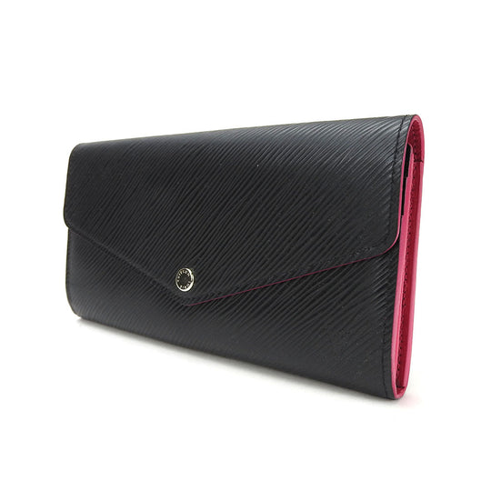LOUIS VUITTON Long Wallet Purse M64322 Epi Leather Noir Portefeuille Sara