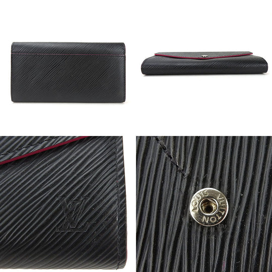 LOUIS VUITTON Long Wallet Purse M64322 Epi Leather Noir Portefeuille Sara
