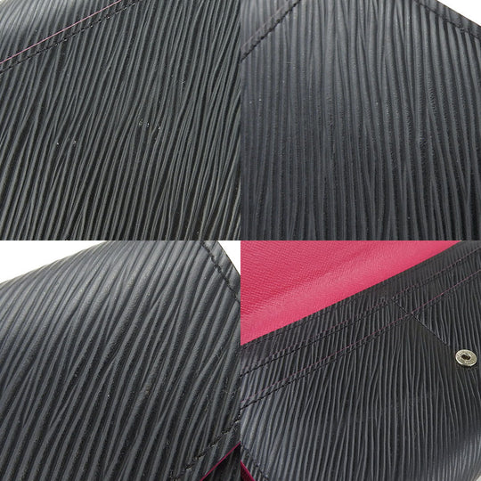 LOUIS VUITTON Long Wallet Purse M64322 Epi Leather Noir Portefeuille Sara