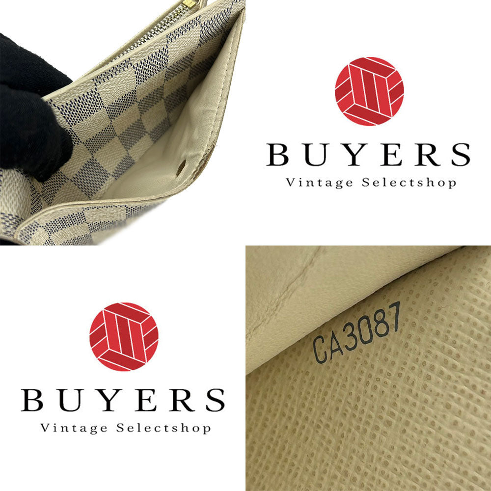 LOUIS VUITTON Tri-fold wallet N63068 Damier Azur white Portefeuille Alexandra