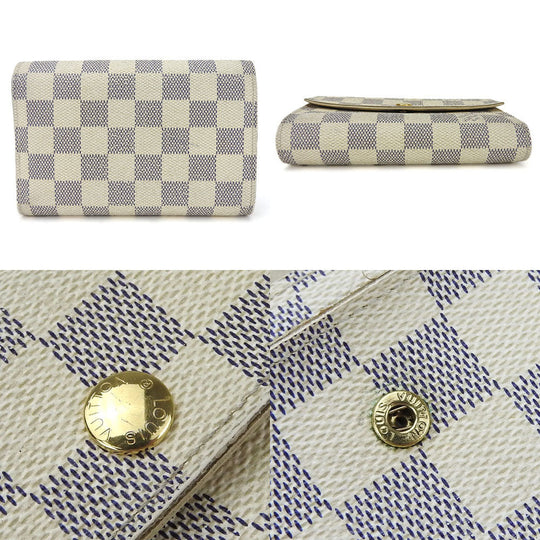 LOUIS VUITTON Tri-fold wallet N63068 Damier Azur white Portefeuille Alexandra