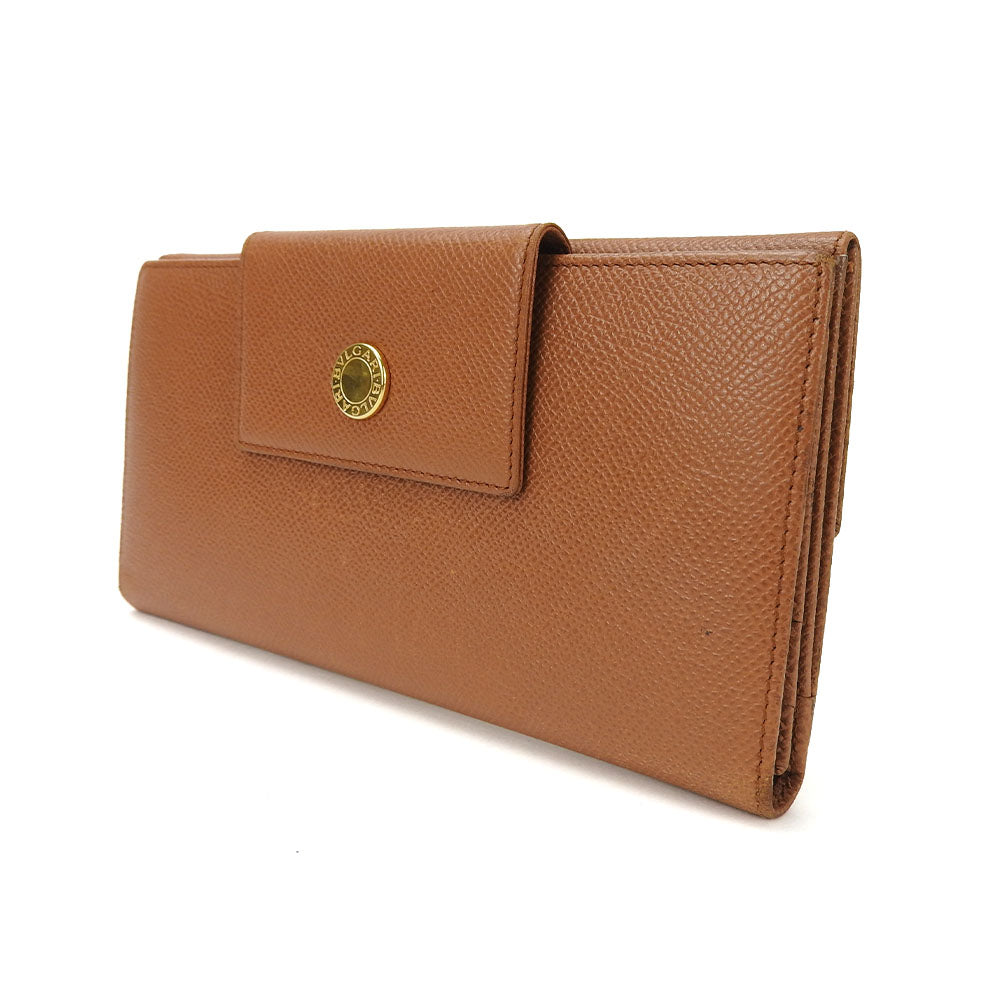 BVLGARI Long Wallet Purse leather Brown