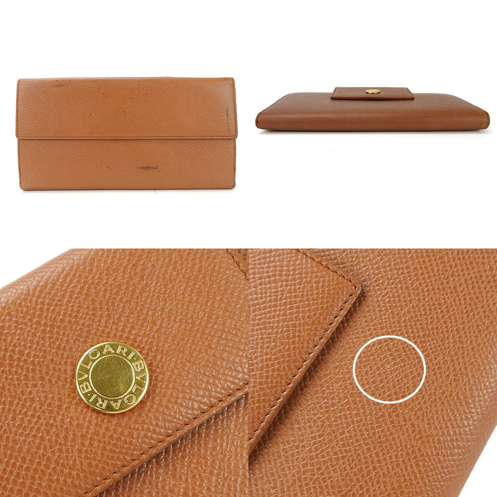 BVLGARI Long Wallet Purse leather Brown