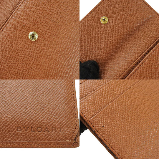 BVLGARI Long Wallet Purse leather Brown