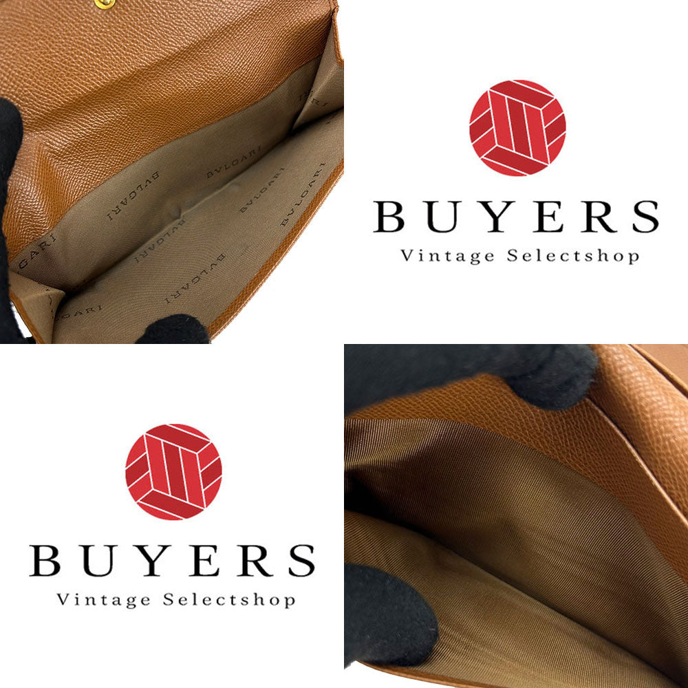 BVLGARI Long Wallet Purse leather Brown