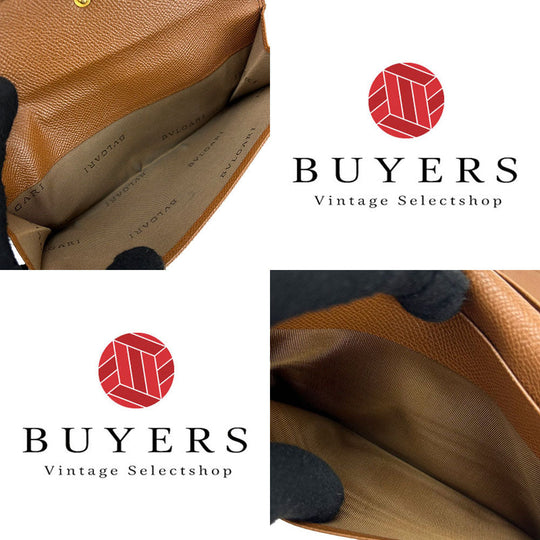 BVLGARI Long Wallet Purse leather Brown