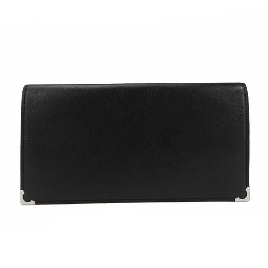 CARTIER Long Wallet Purse leather black Cabochon line