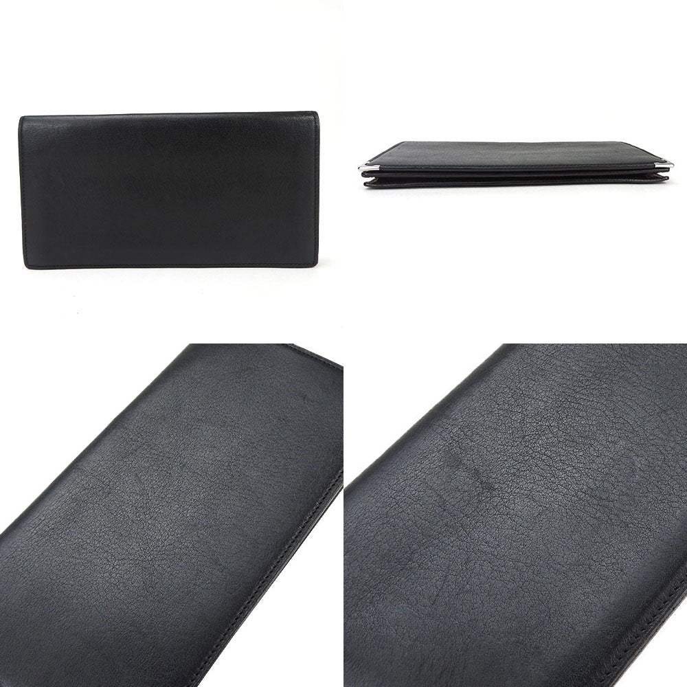 CARTIER Long Wallet Purse leather black Cabochon line