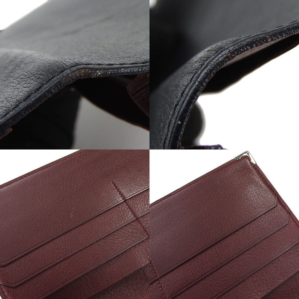 CARTIER Long Wallet Purse leather black Cabochon line