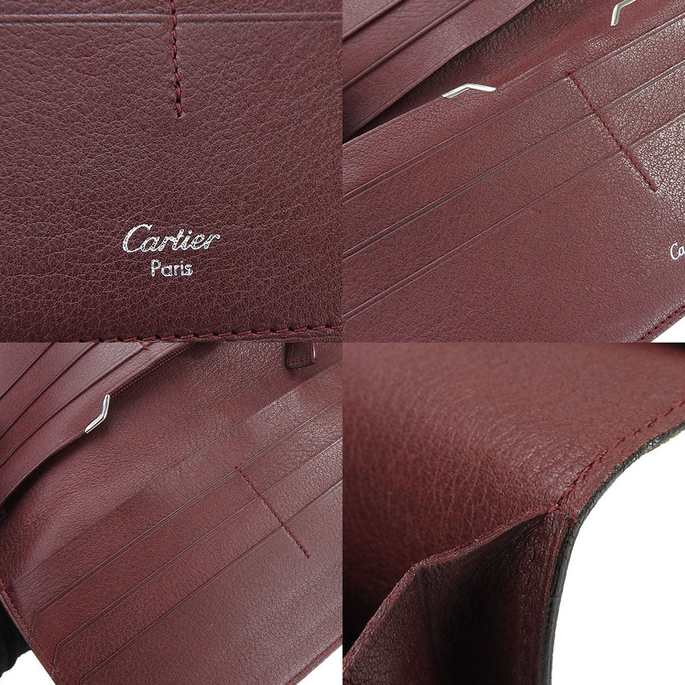 CARTIER Long Wallet Purse leather black Cabochon line