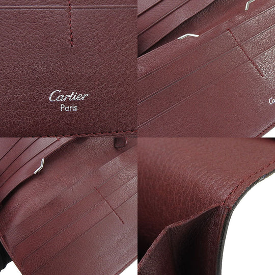 CARTIER Long Wallet Purse leather black Cabochon line