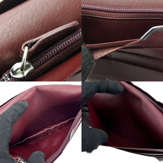 CARTIER Long Wallet Purse leather black Cabochon line