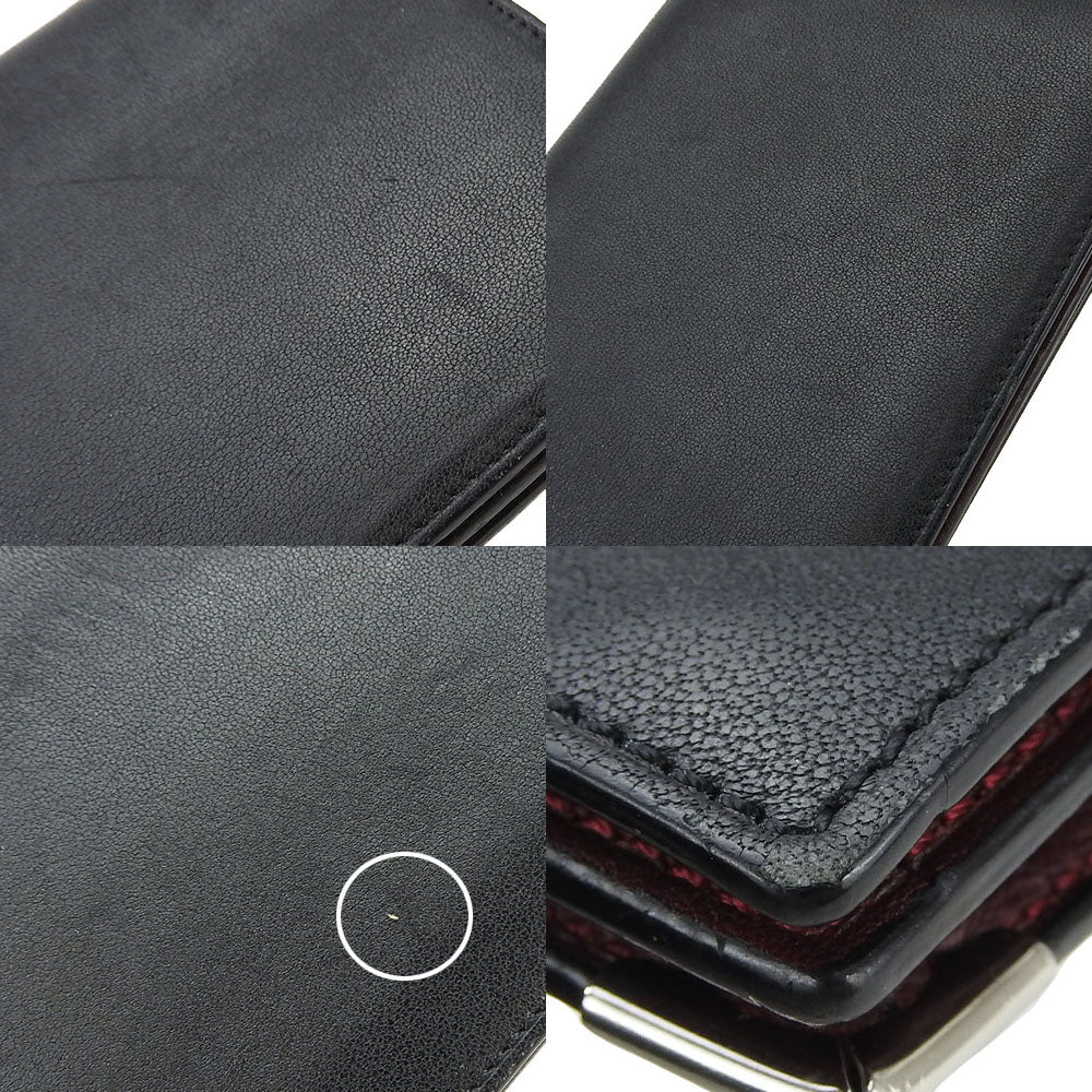 CARTIER Long Wallet Purse leather black Cabochon line