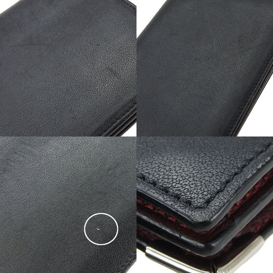CARTIER Long Wallet Purse leather black Cabochon line