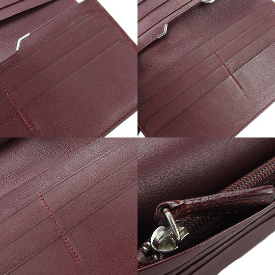 CARTIER Long Wallet Purse leather black Cabochon line