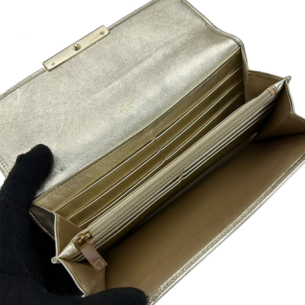 CARTIER Long Wallet Purse L3000823 leather Champagne Gold Love collection
