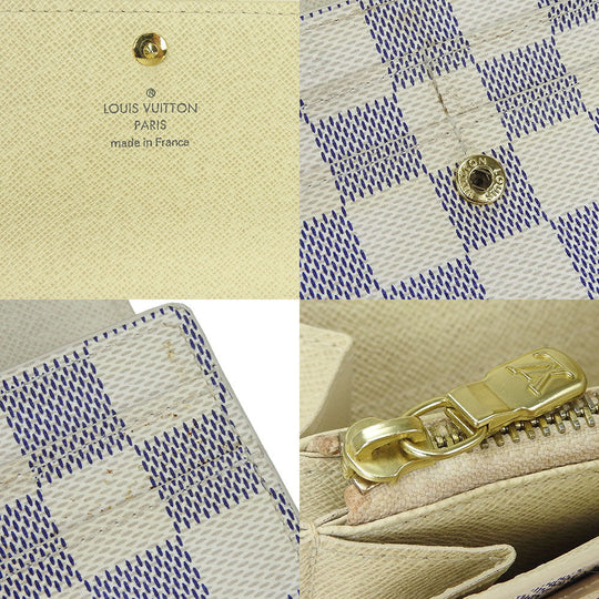 LOUIS VUITTON Long Wallet Purse N61735 Damier Azur white Portefeuille Sara
