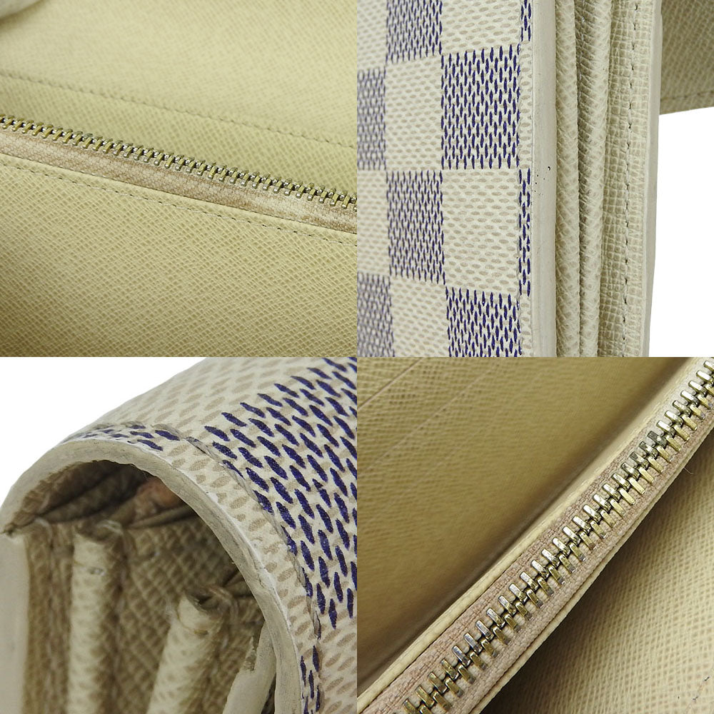 LOUIS VUITTON Long Wallet Purse N61735 Damier Azur white Portefeuille Sara