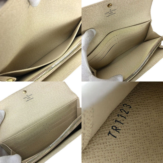 LOUIS VUITTON Long Wallet Purse N61735 Damier Azur white Portefeuille Sara