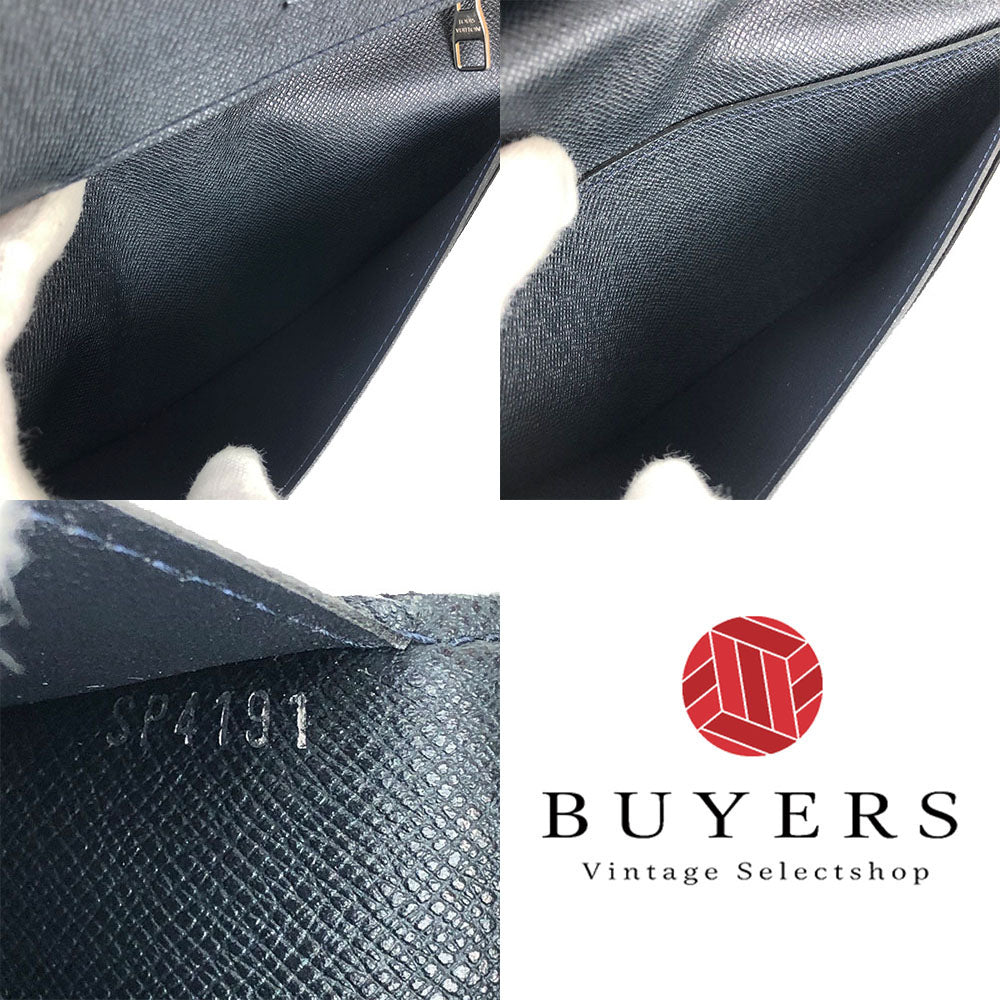 LOUIS VUITTON Long Wallet Purse Taiga Dark navy Portefeuille Blaza