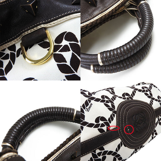 LOEWE Handbag leather Dark brown anagram Nappa Aire