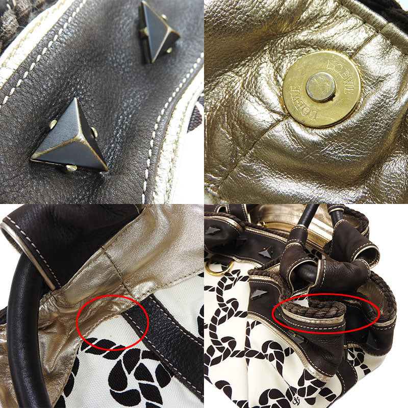 LOEWE Handbag leather Dark brown anagram Nappa Aire