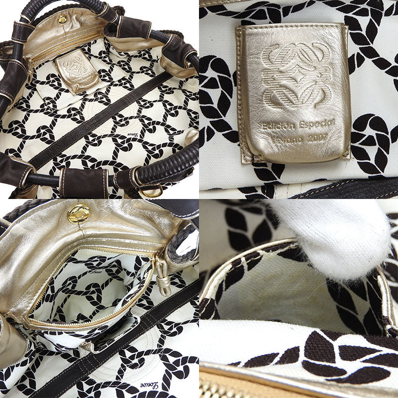 LOEWE Handbag leather Dark brown anagram Nappa Aire