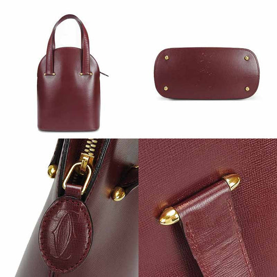 CARTIER Handbag leather Bordeaux Must Line