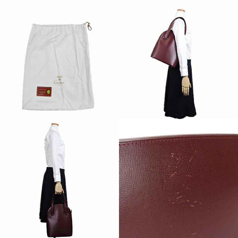 CARTIER Handbag leather Bordeaux Must Line