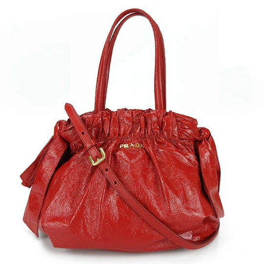 PRADA Handbag enamel Red