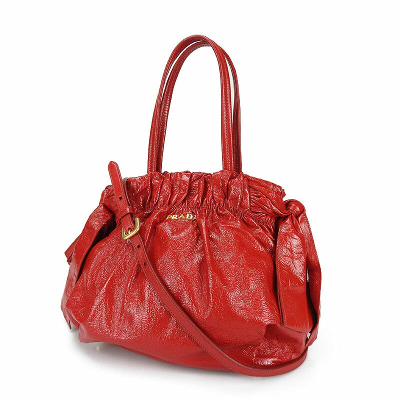 PRADA Handbag enamel Red