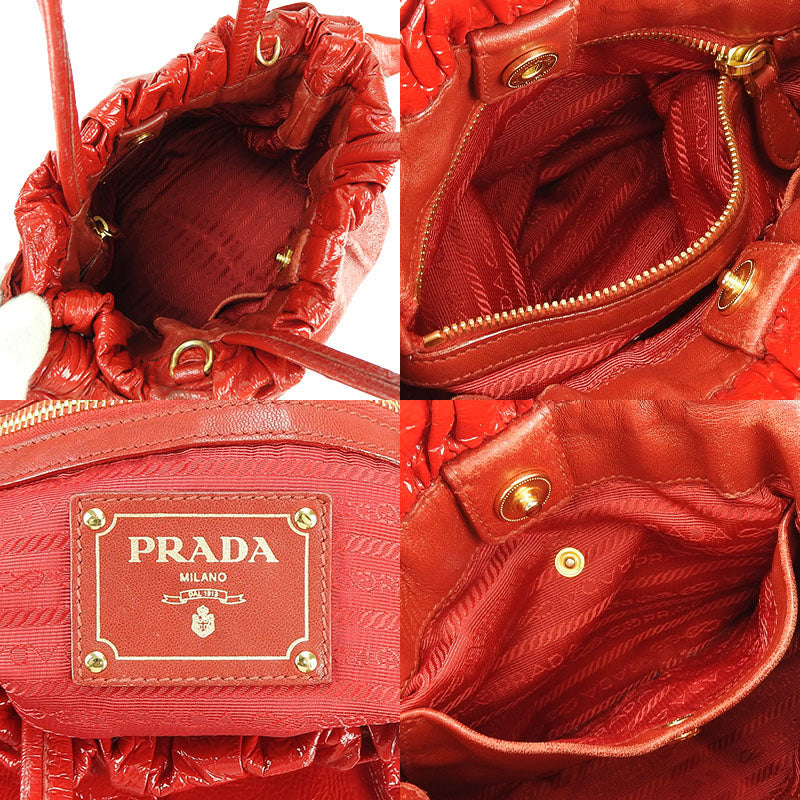 PRADA Handbag enamel Red
