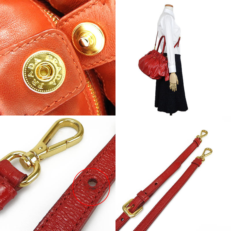PRADA Handbag enamel Red