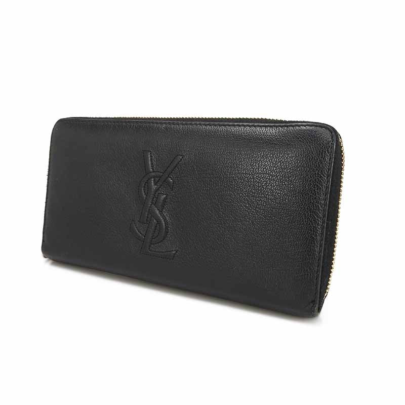 YVES SAINT LAURENT Long Wallet Purse 352904 leather black