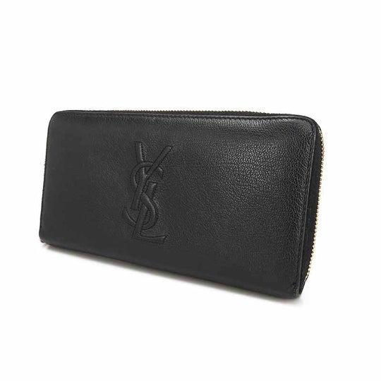 YVES SAINT LAURENT Long Wallet Purse 352904 leather black