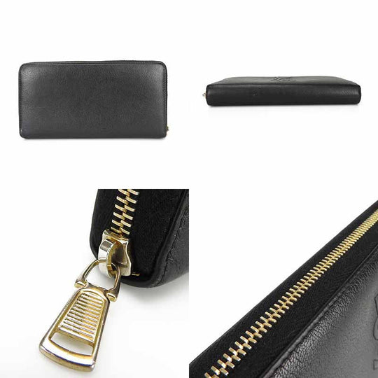 YVES SAINT LAURENT Long Wallet Purse 352904 leather black