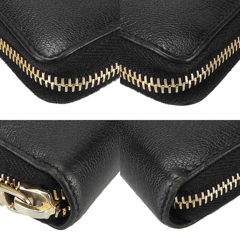 YVES SAINT LAURENT Long Wallet Purse 352904 leather black