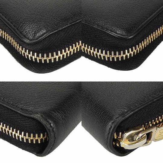YVES SAINT LAURENT Long Wallet Purse 352904 leather black